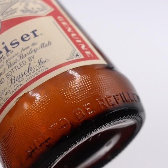 Vintage 1970s Budweiser Empty Collectable Amber Bottle One Quart Bottle Large - Picture 8 of 10